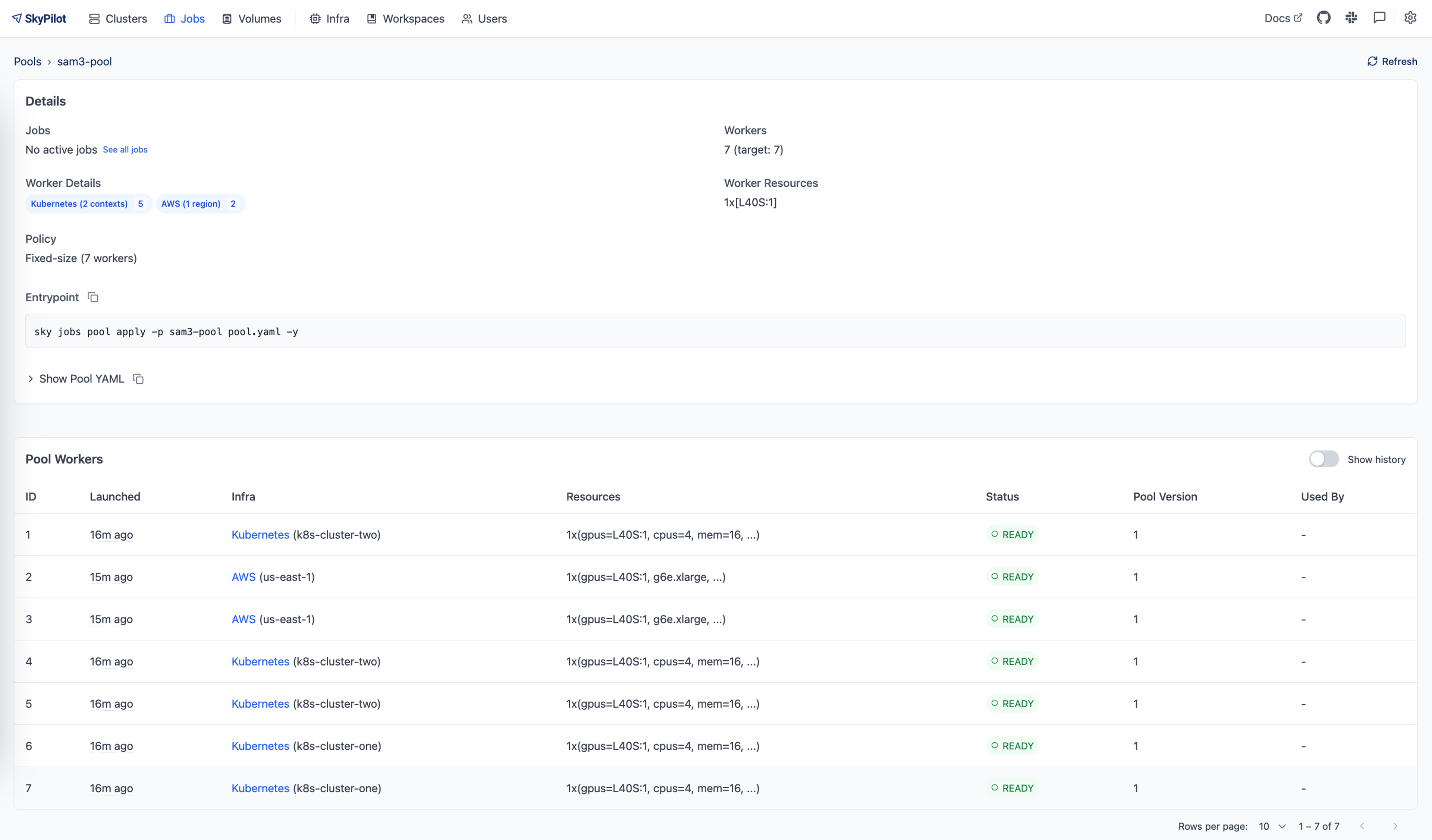 skypilot dashboard