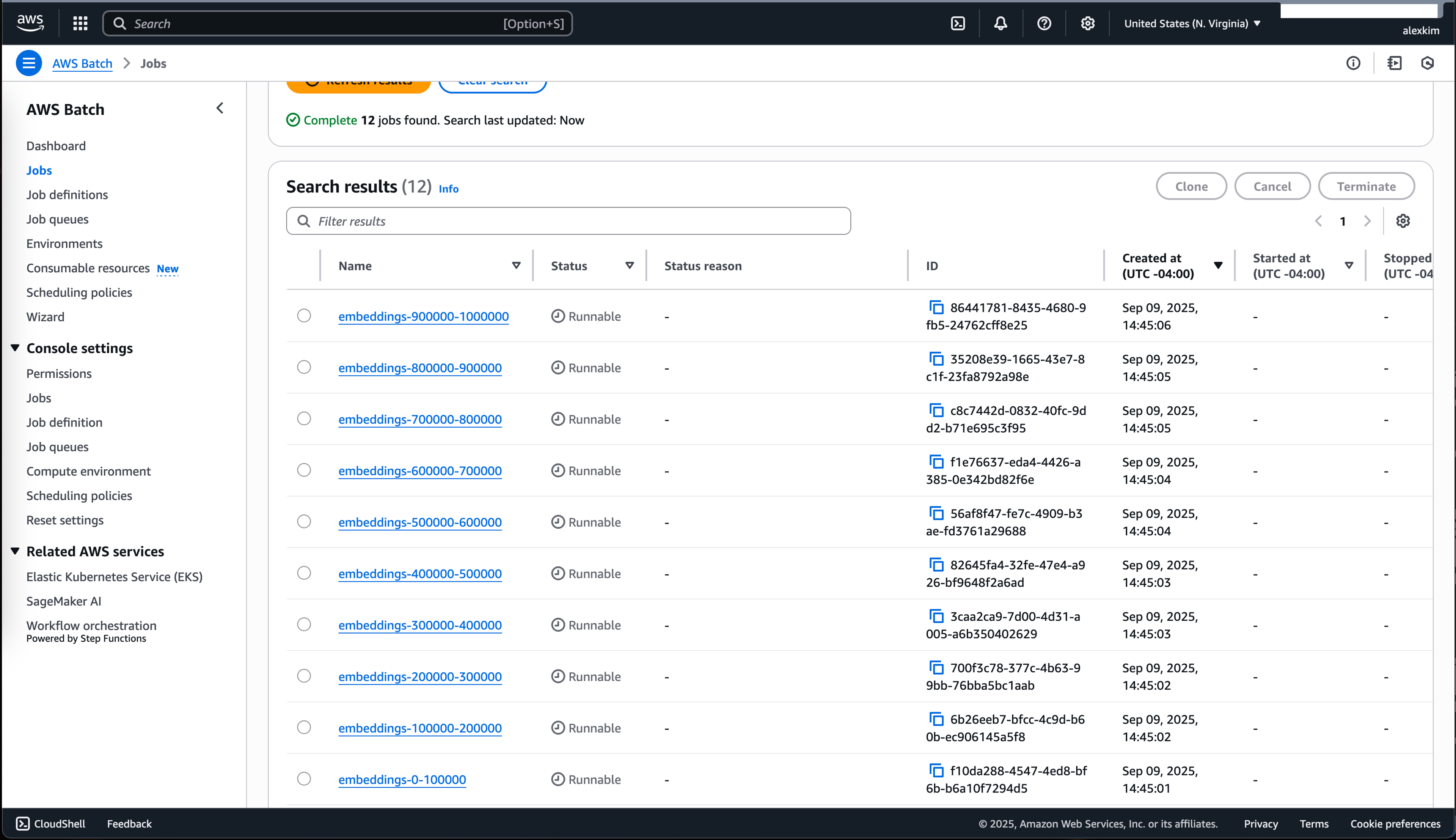AWS Batch jobs queued in AWS Console