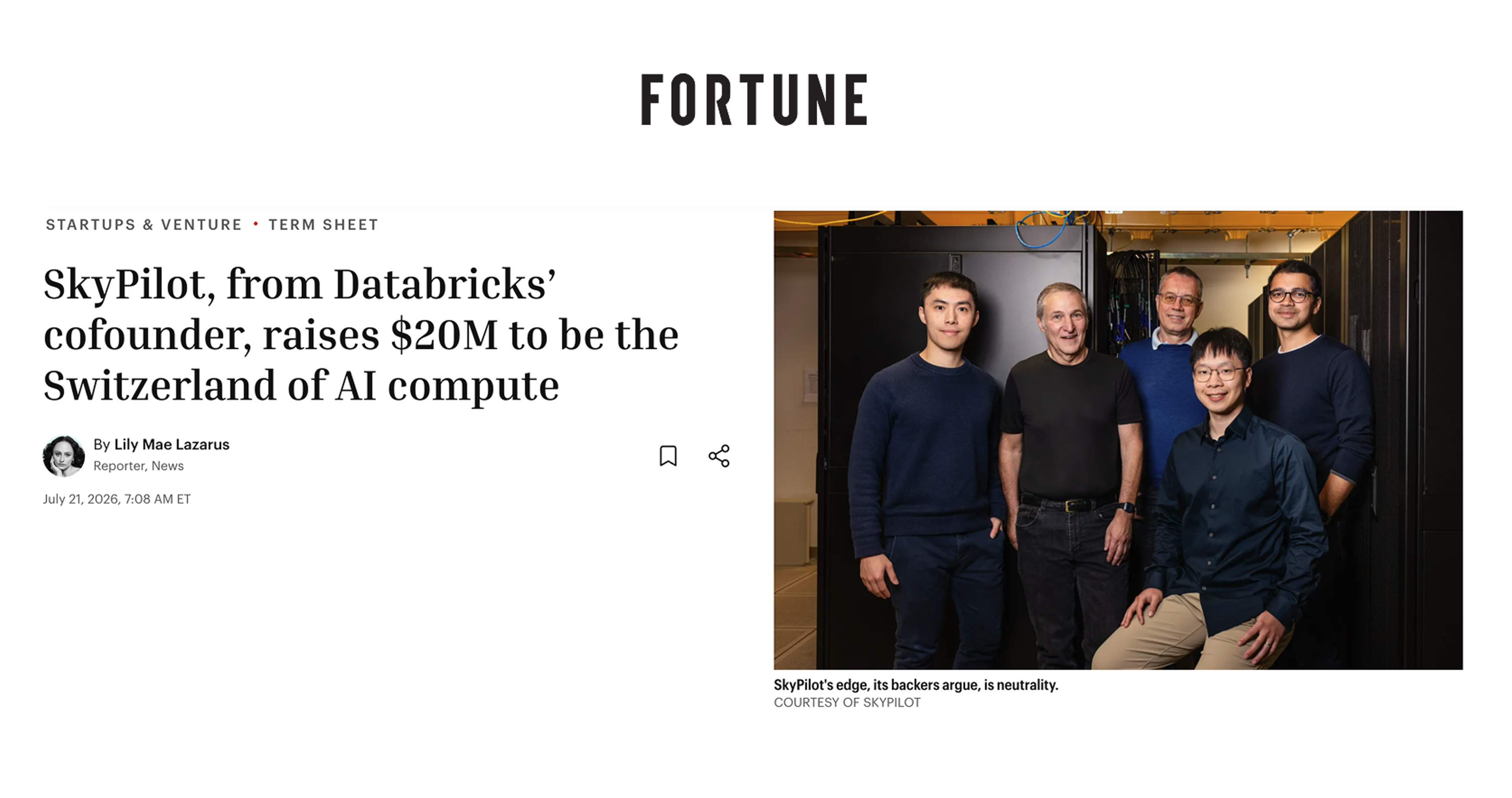 Fortune news of SkyPilot