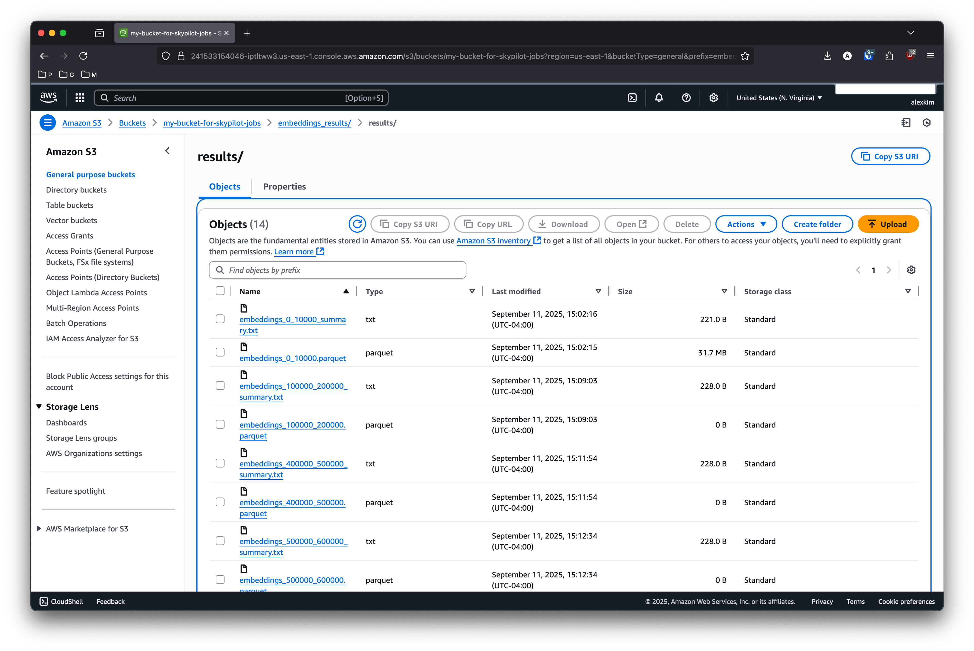 Resulting parquet files in S3 created by SkyPilot jobs