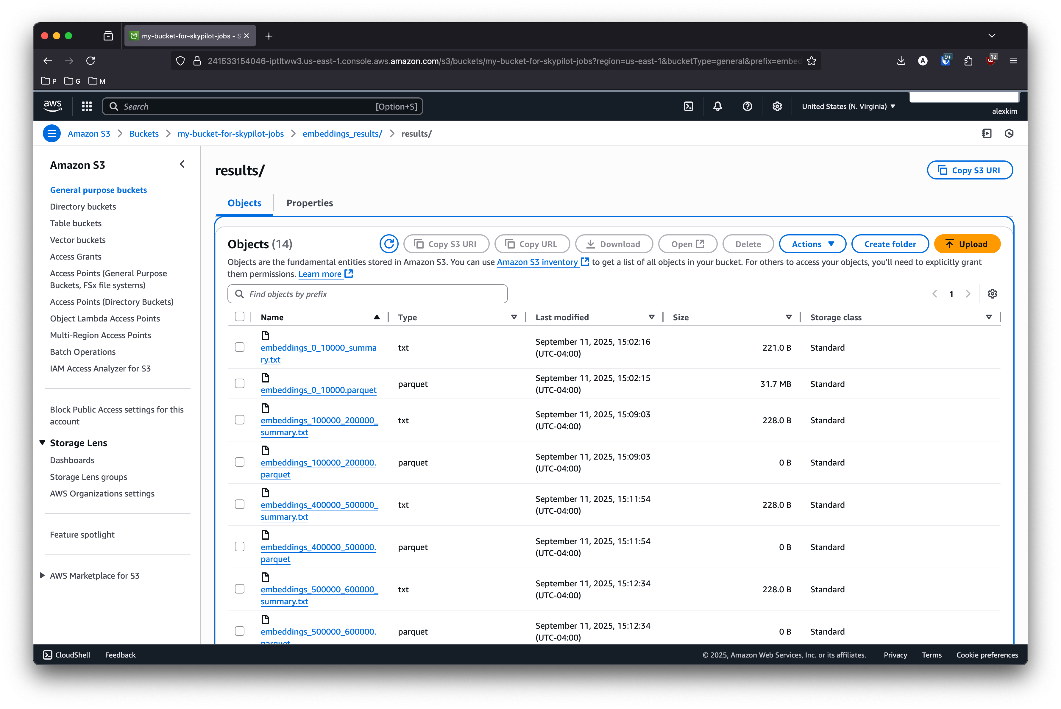 Resulting parquet files in S3 created by SkyPilot jobs