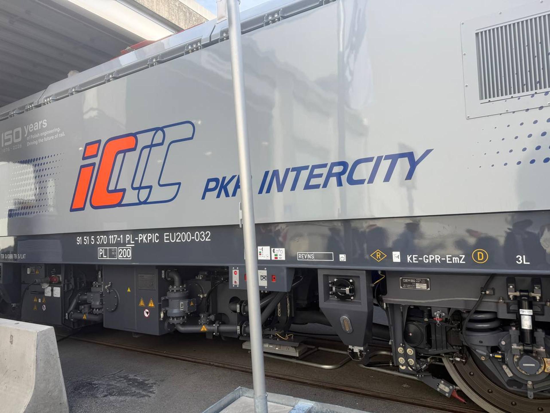 NEWAG’s Griffin 200 locomotive EU200-032 for PKP Intercity on display at InnoTrans 2026.