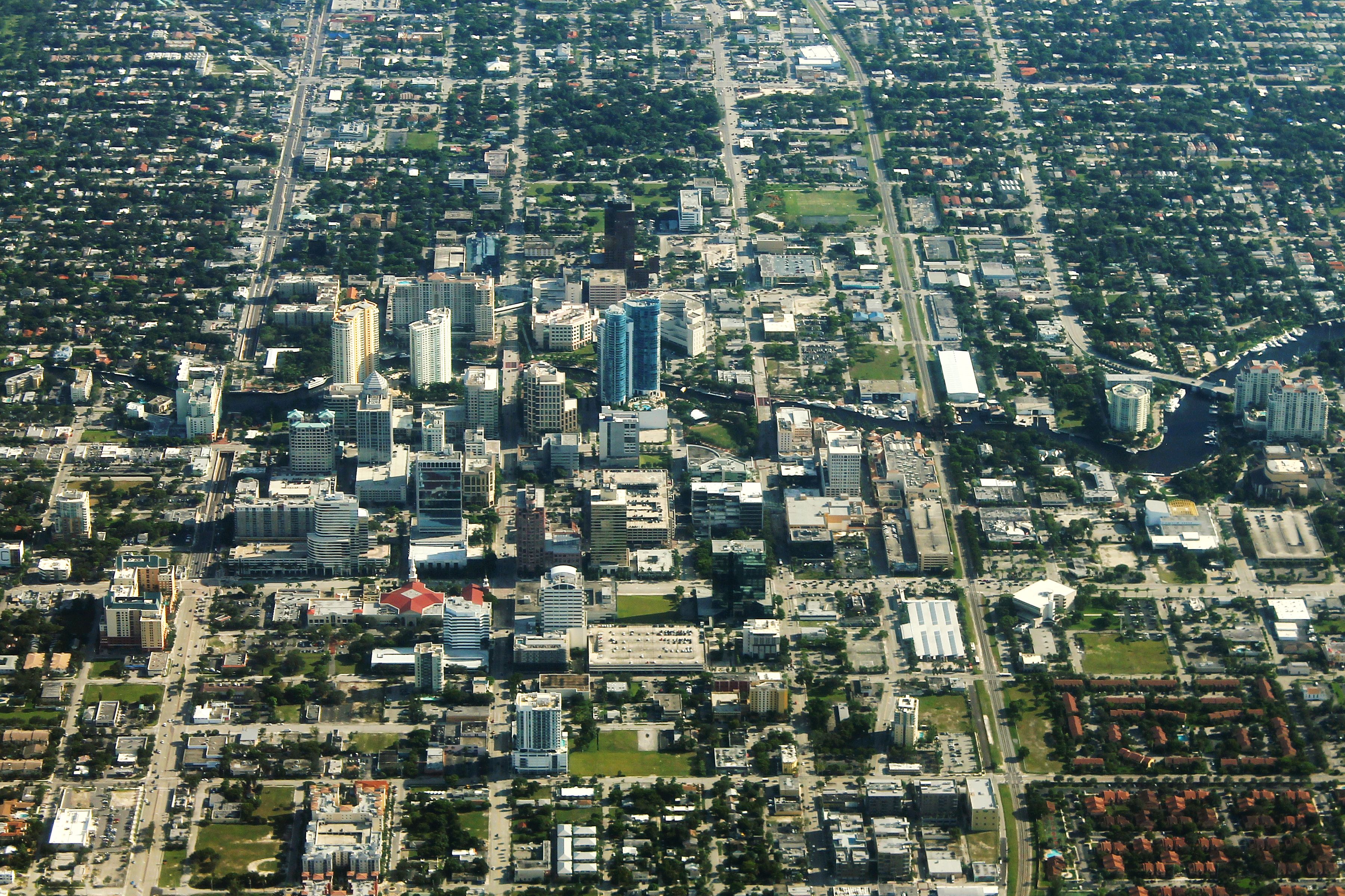 Archival aerial of the Fort Lauderdale Arts and Science District in 2012; this is not Thrive Art District or a photograph of its redevelopment.