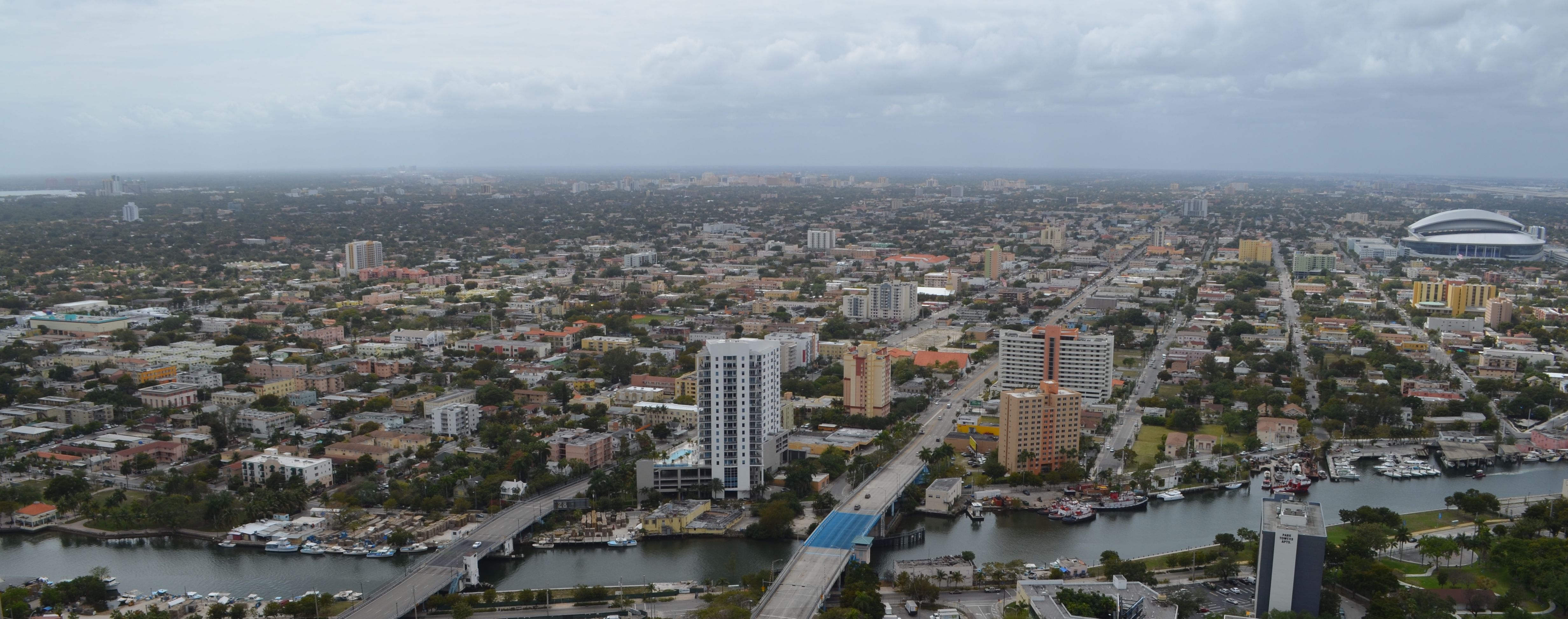 Aerial view of Miami's Little Havana neighborhood, photographed in March 2013.