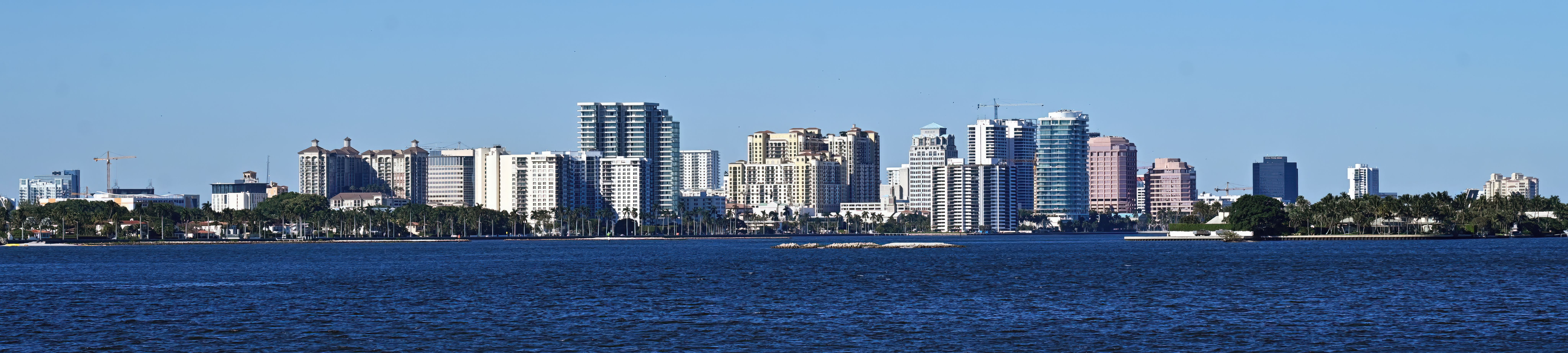 Panoramic view of the West Palm Beach skyline photographed in January 2023; archival city context, not Nora Hotel.
