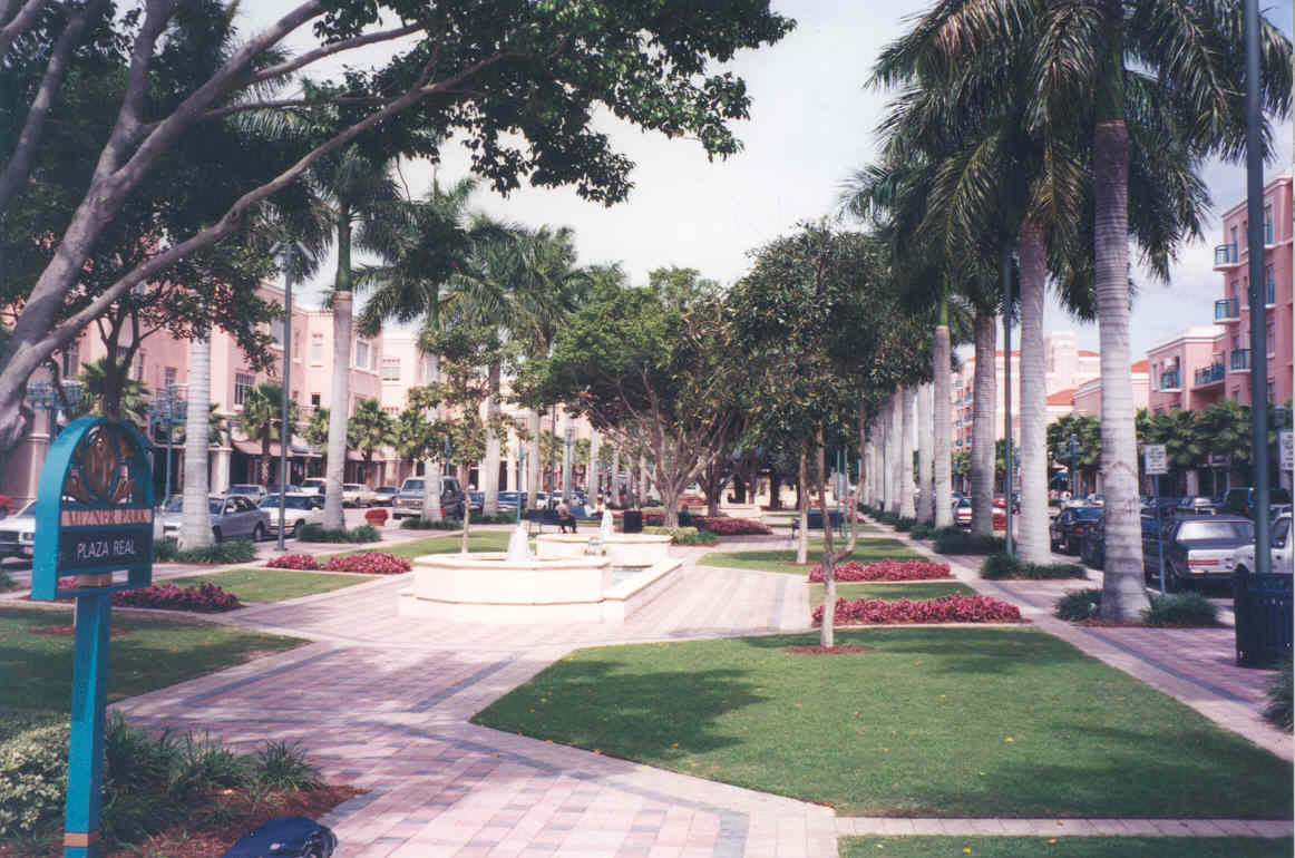Historic 2008 photograph of Mizner Park in downtown Boca Raton, a different district from the Broken Sound office campus.