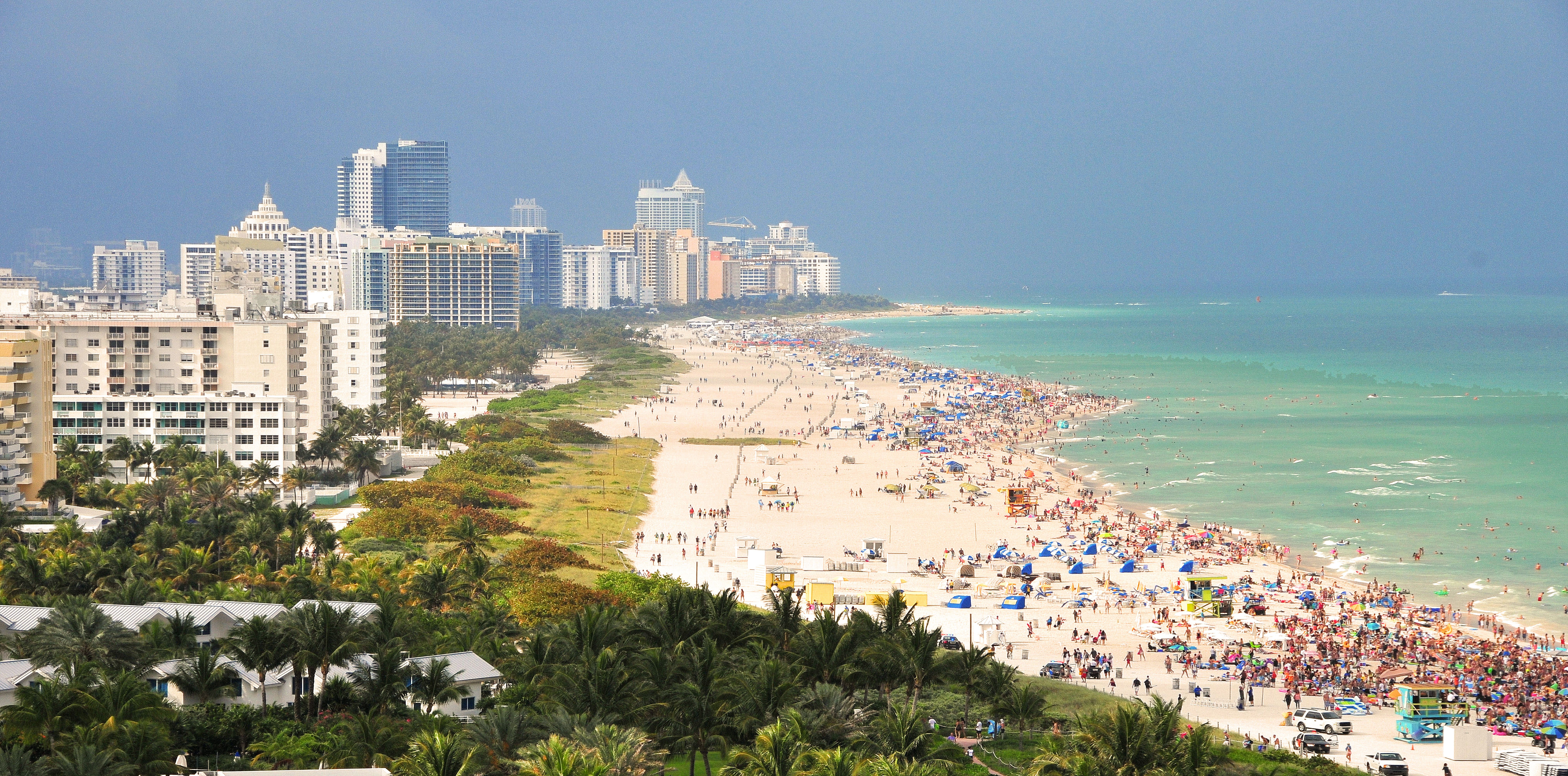 South Beach Miami coastline and waterfront buildings; photograph by Mike McBey, Wikimedia Commons, CC BY 2.0