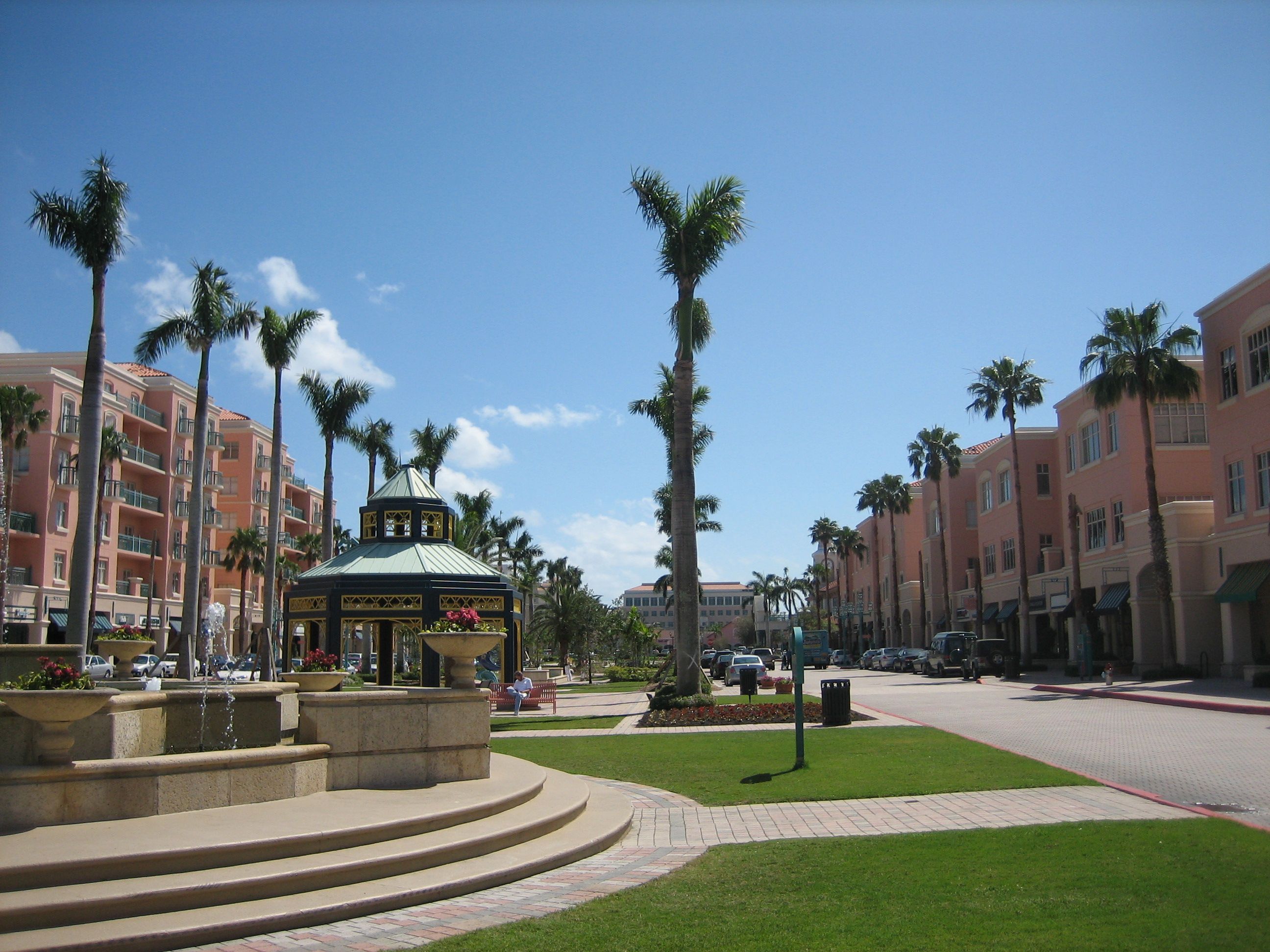 Mizner Park public plaza and gazebo in Boca Raton photographed in March 2006; archival urban context, not a rendering of Mr. C Residences.