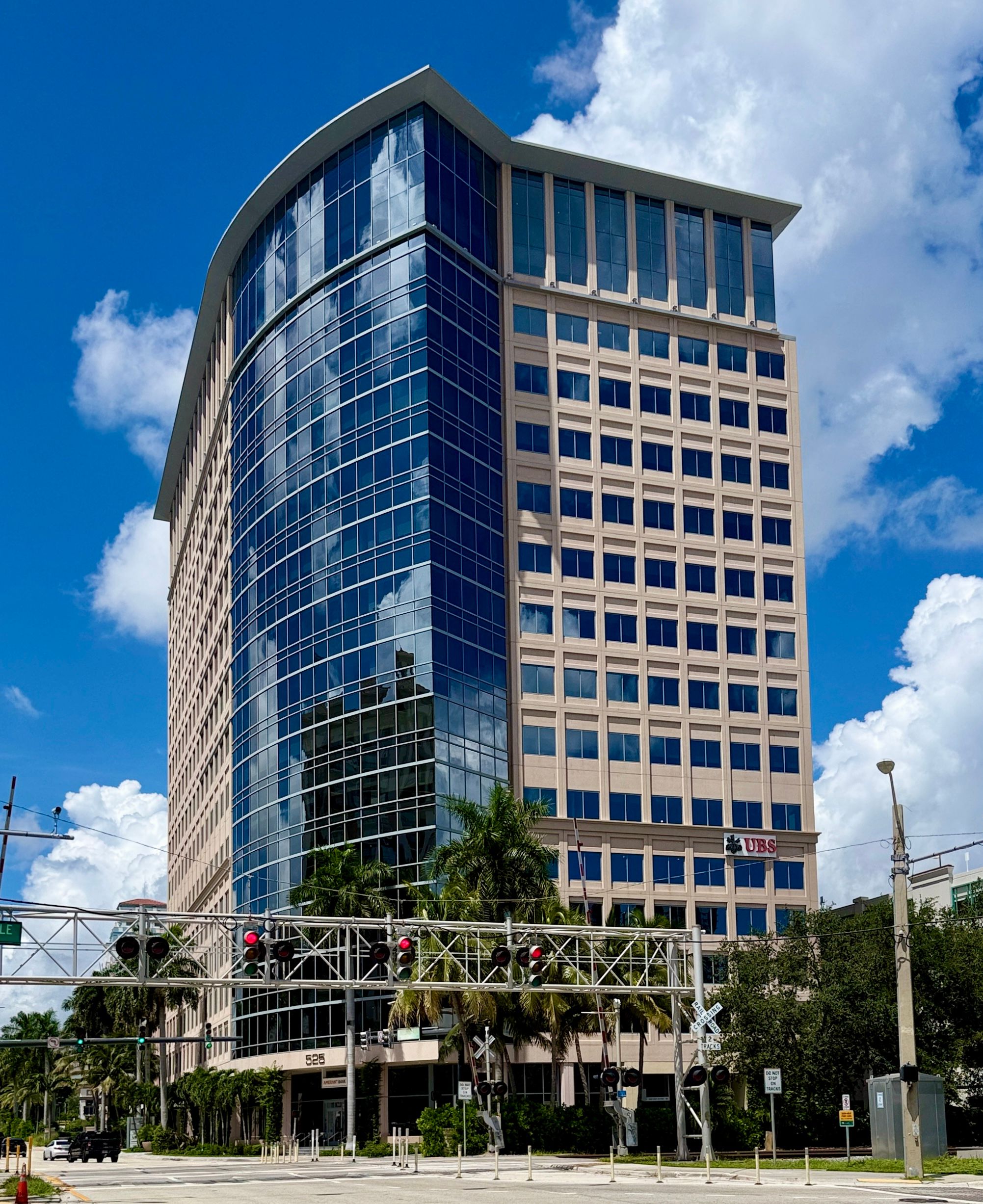 September 2026 photograph of CityPlace Tower in West Palm Beach, separate from the Nora District and Nora Hotel.