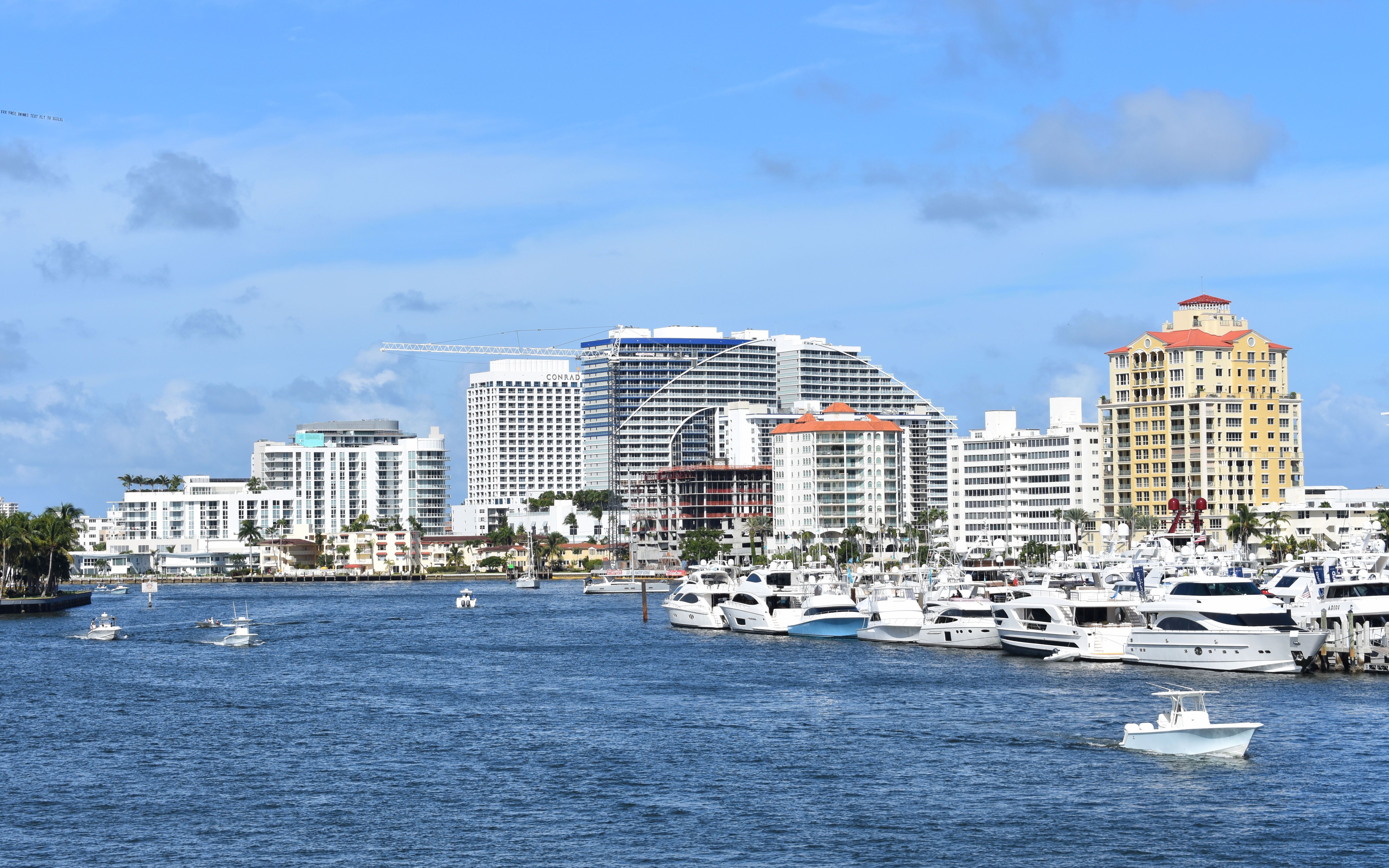 Fort Lauderdale waterfront and boats photographed from the Las Olas Boulevard Bridge in 2018, archival neighborhood context.