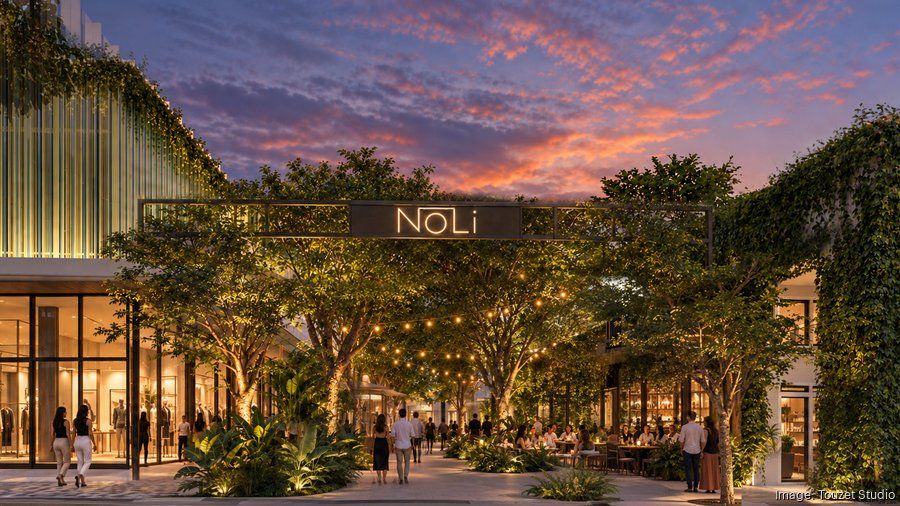 Conceptual sunset view of the proposed NoLi pedestrian entrance.
