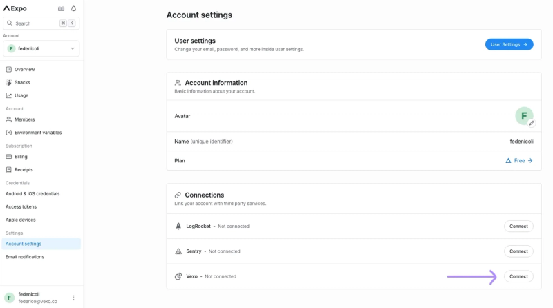 account settings