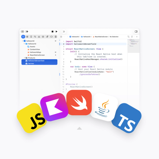 Drop React Native into your existing native app.