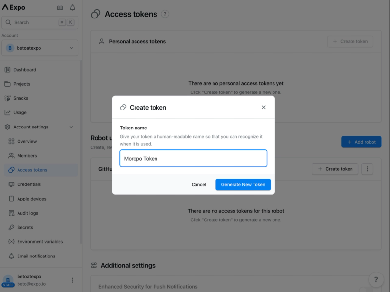 Generate an access token
