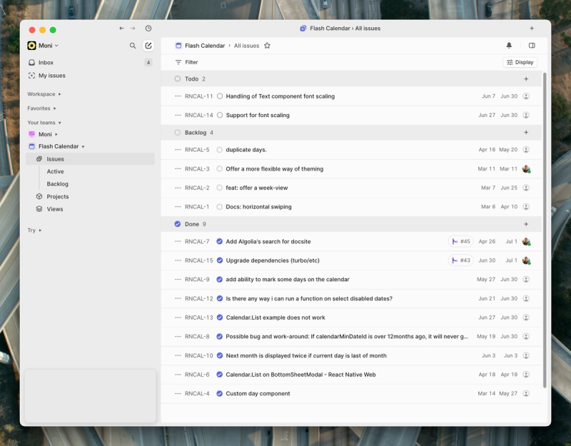 Linear kept me organized