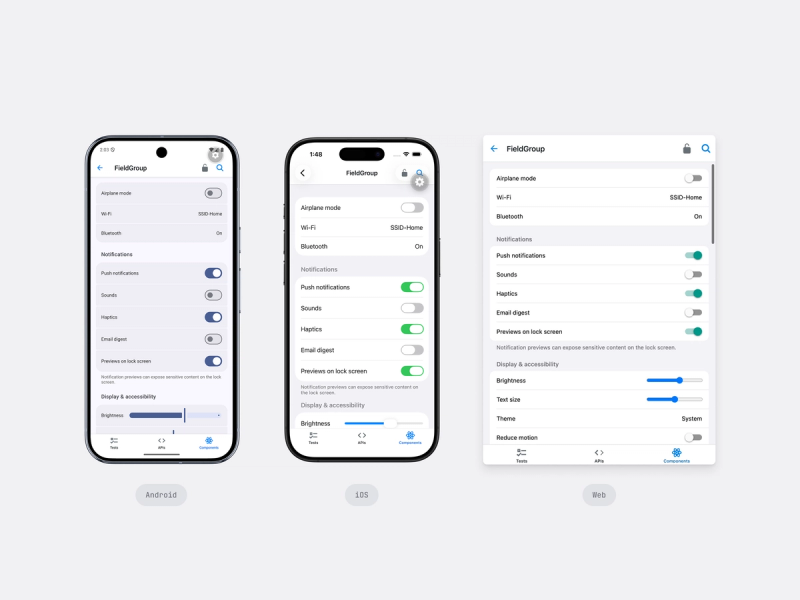 Universal components in Expo UI, across Android, iOS and web.