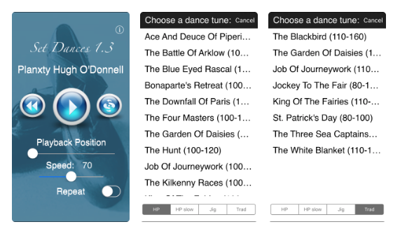 Screen shots from the old version of the app