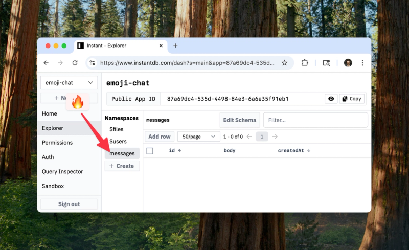 messages in the dashboard