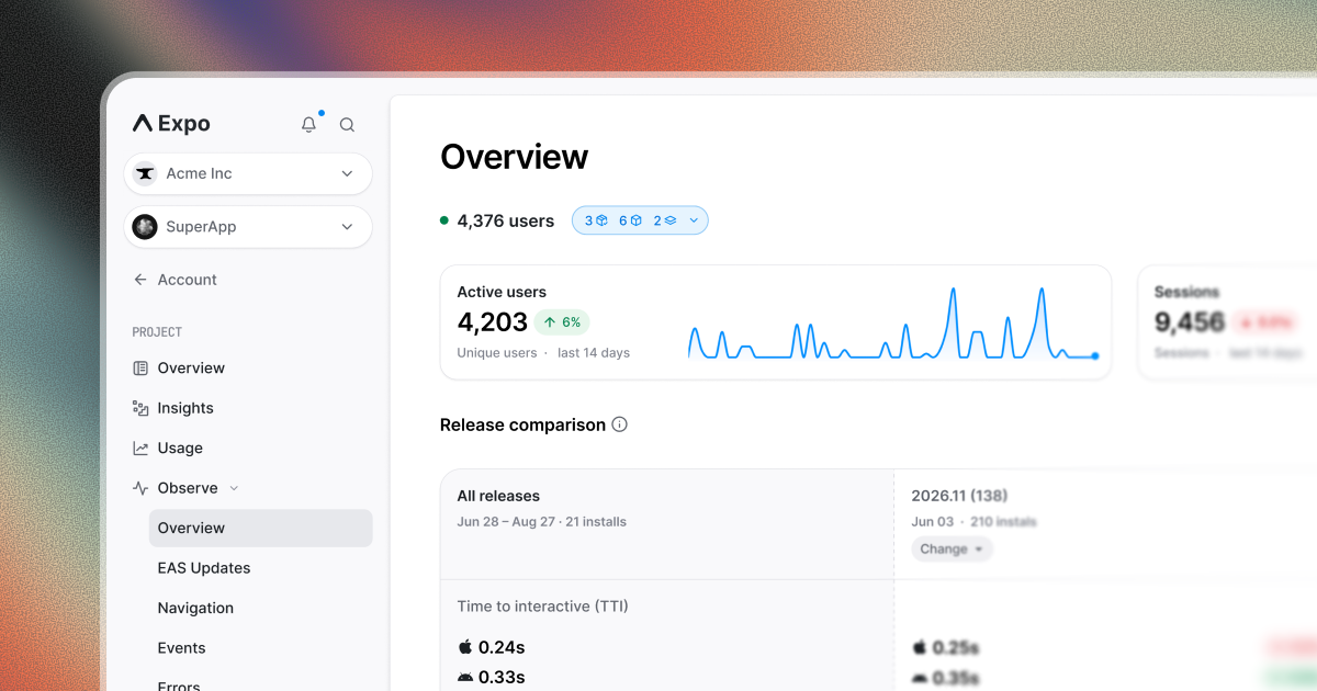Expo — It's good to ship and touch grass. It's more relaxing with Observe