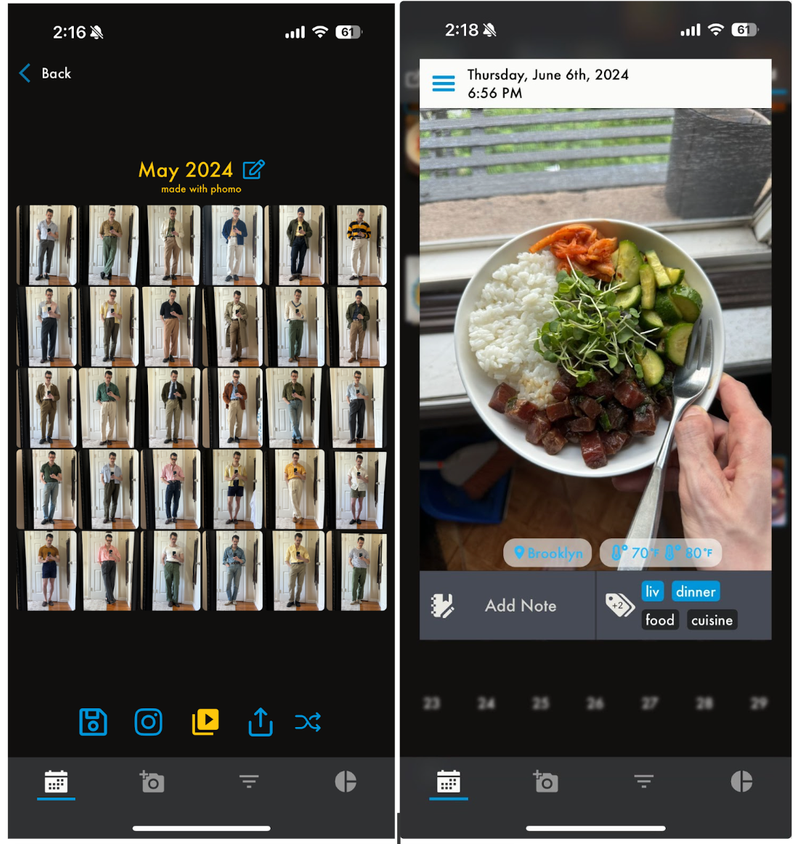 phomo app collage and image detail