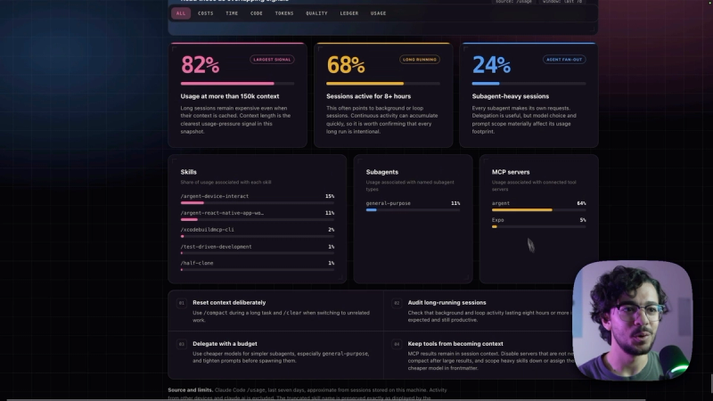 Token usage breakdown: simulator validation through Argent and MCP servers consumed the largest share