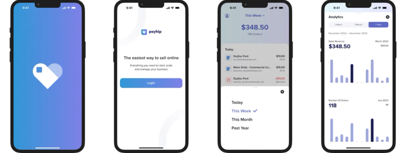 Payhip app screen shots