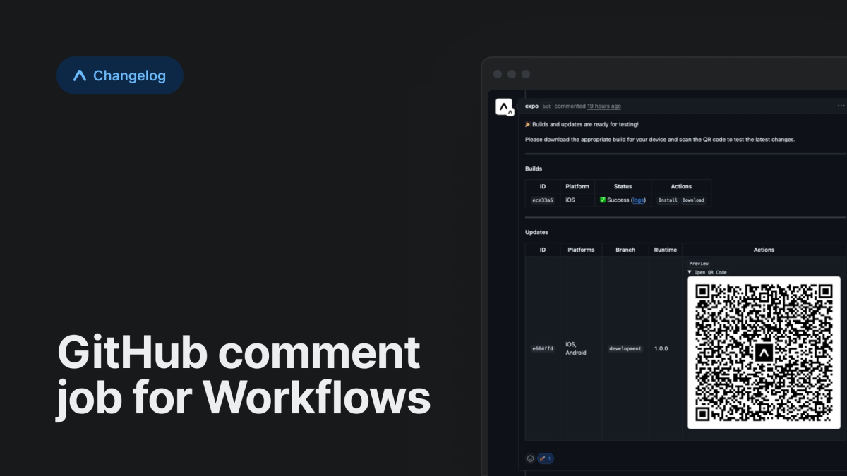 GitHub comment with build and update details