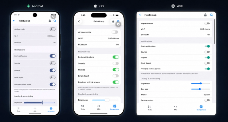 Universal field group settings UI