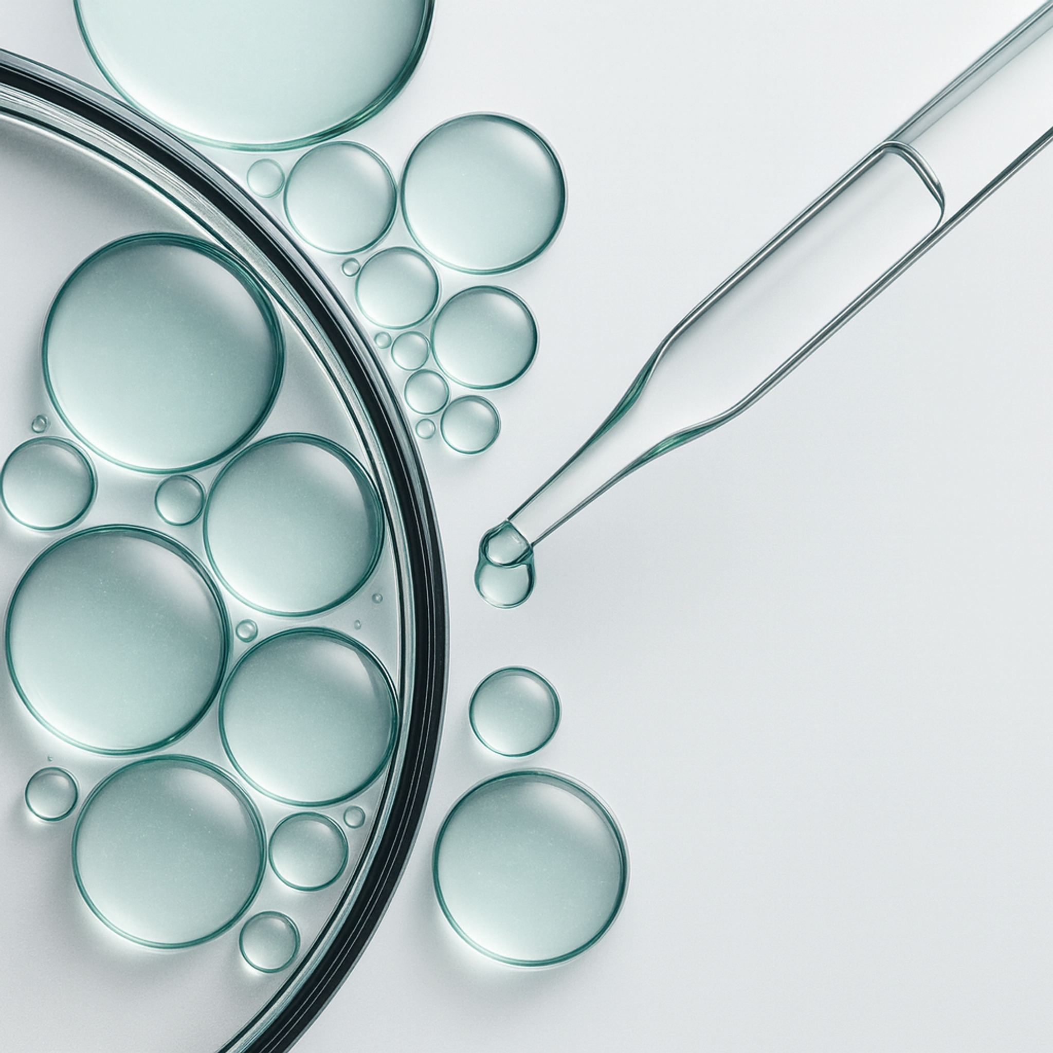 Laboratory beakers with chemistry solutions