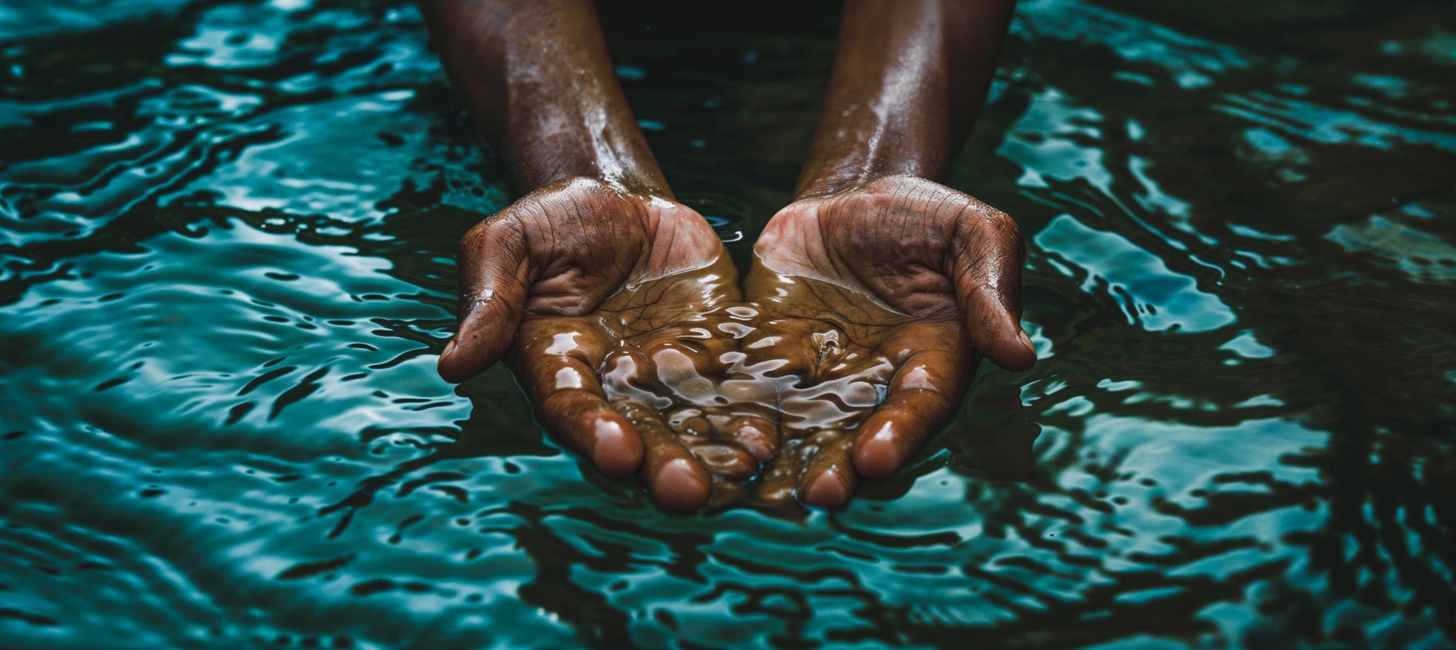 Hands cupped in clean water — proof of WSI water treatment results