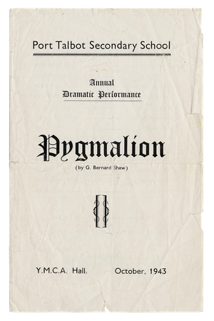 Programme for the performance of Pygmalion