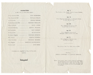 Programme for the performance of Pygmalion