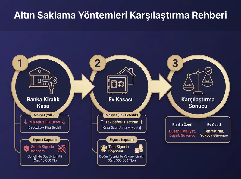 Banka kiralık kasa maliyetleri ve sigorta kapsamı detaylı karşılaştırması.