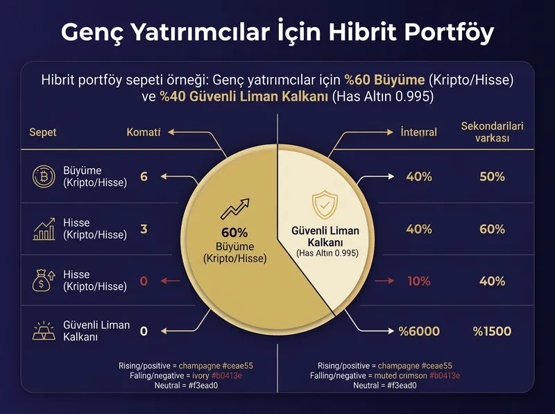 Kâr realizasyonu ve risk yönetimi için ideal hibrit portföy dağılımı görselleştirmesi.