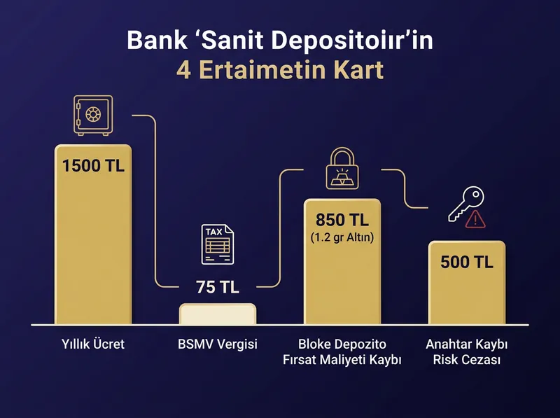 Kiralık kasa maliyetini oluşturan 4 temel bileşenin grafiksel dökümü