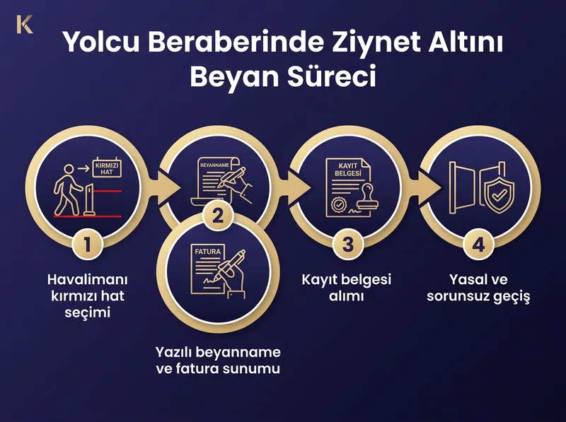 Gümrükte 15.000 USD üzeri ziynet eşyası beyan sürecinin adım adım işlem akışı
