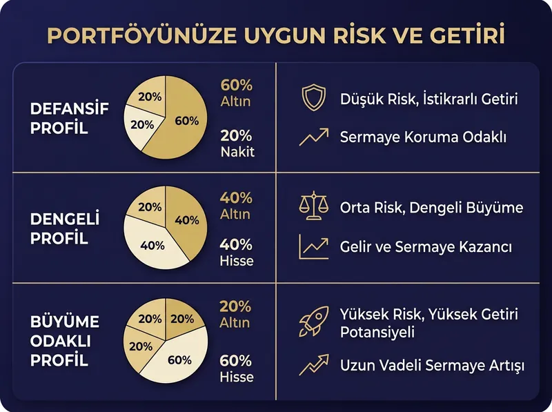 Yatırımcı profilatörüne göre önerilen portföy altın ve hisse oranları matrisi