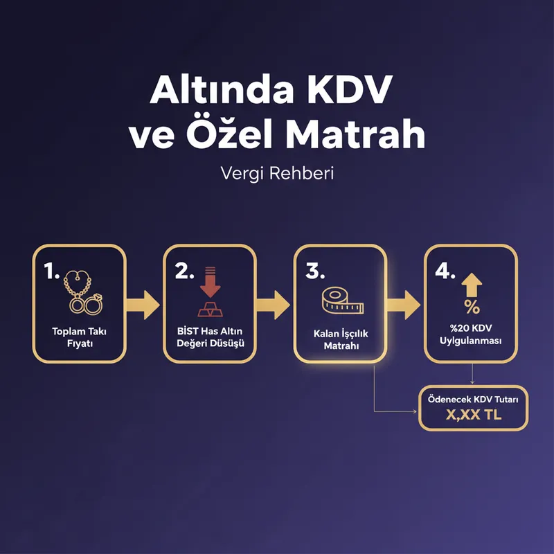 Ziynet ve takı alımlarında KDV matrahının adım adım hesaplanma algoritması.