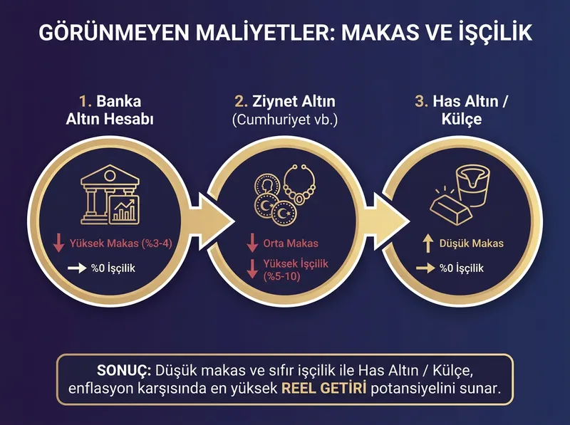 Görünmeyen makas ve işçilik maliyetlerinin enflasyon korumasını nasıl erittiğini gösteren karşılaştırma tablosu.