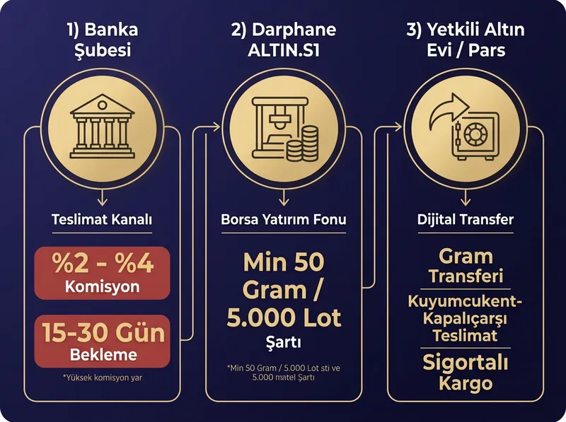 Dijital altını fizikiye dönüştürme yöntemleri karşılaştırması