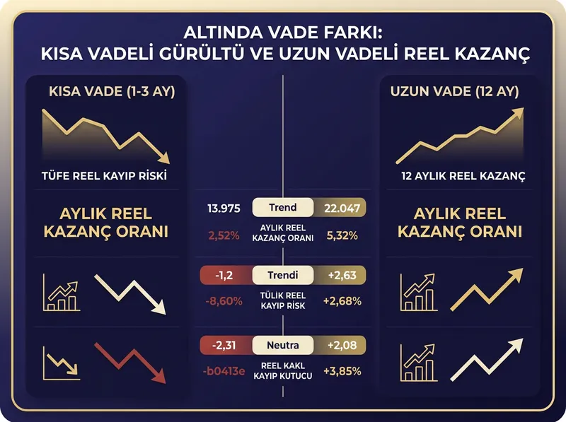 TÜİK verileri ışığında kısa vadeli gürültü ile uzun vadeli satın alma gücü koruması arasındaki vade farkını gösteren grafik.