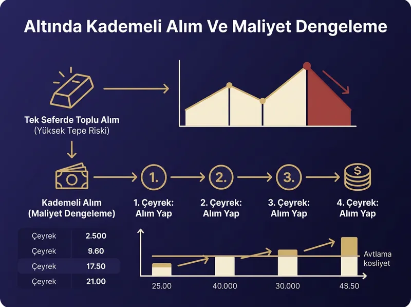 Toplu alım ile kademeli alım arasındaki risk farkını gösteren infografik.
