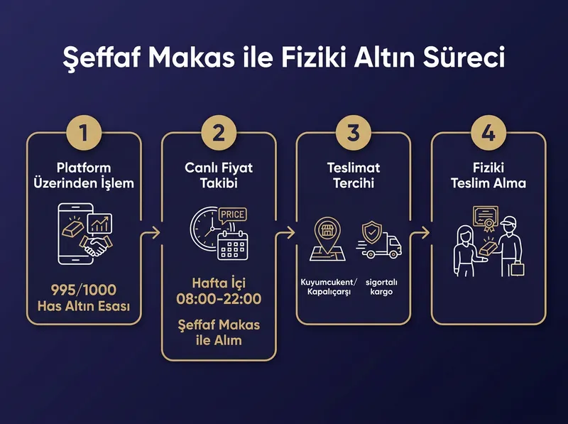 Pars Global Gold'un şeffaf fiyatlama ve fiziki teslimat modelini özetleyen şema