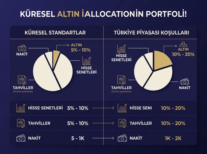 Küresel piyasalar ile Türkiye makroekonomik şartları arasındaki ideal altın oranı farkını karşılaştıran diyagram.