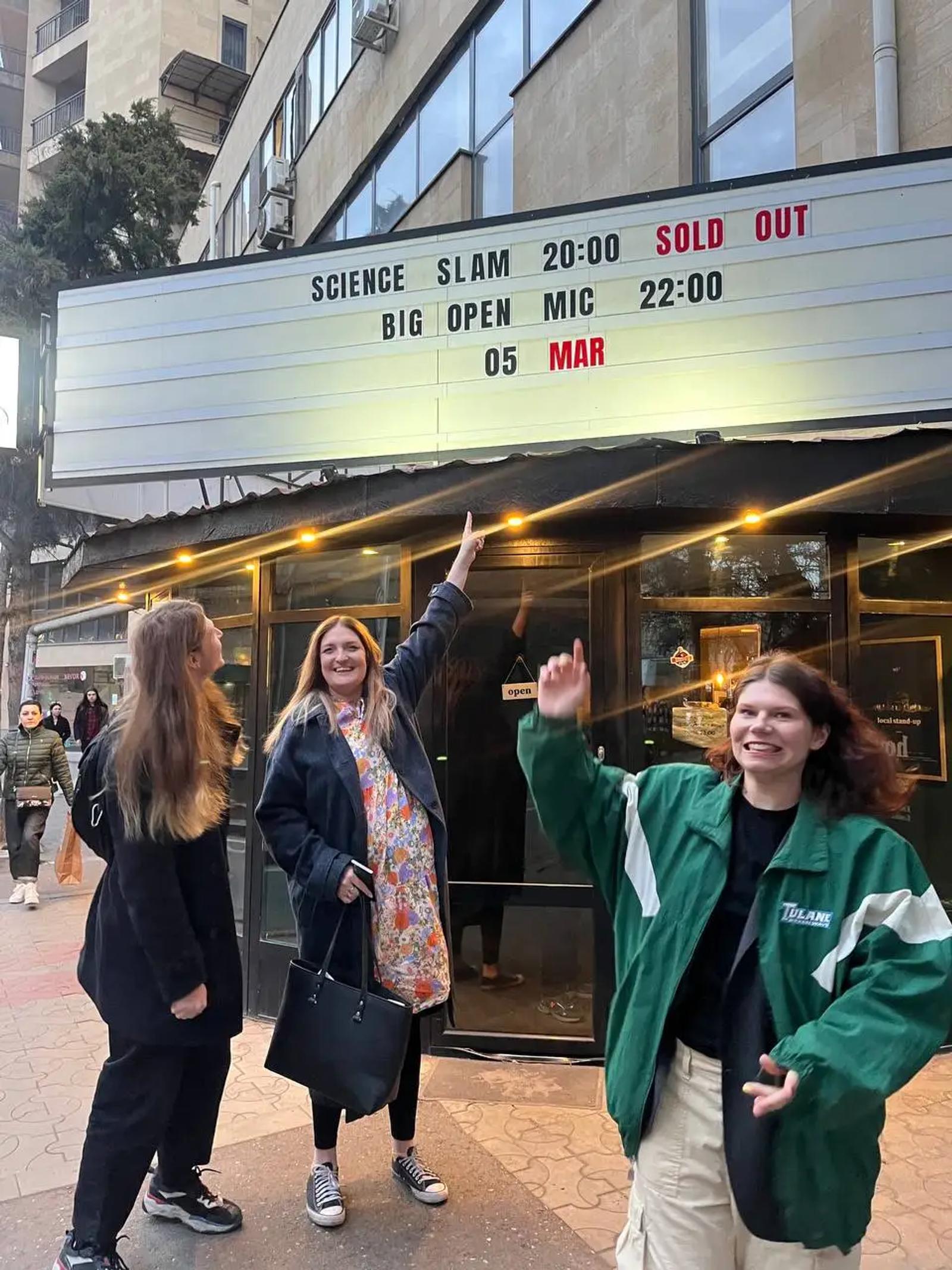 People outside the Science Slam venue