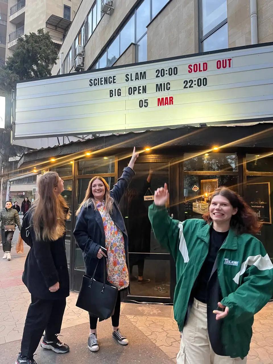 People outside the Science Slam venue