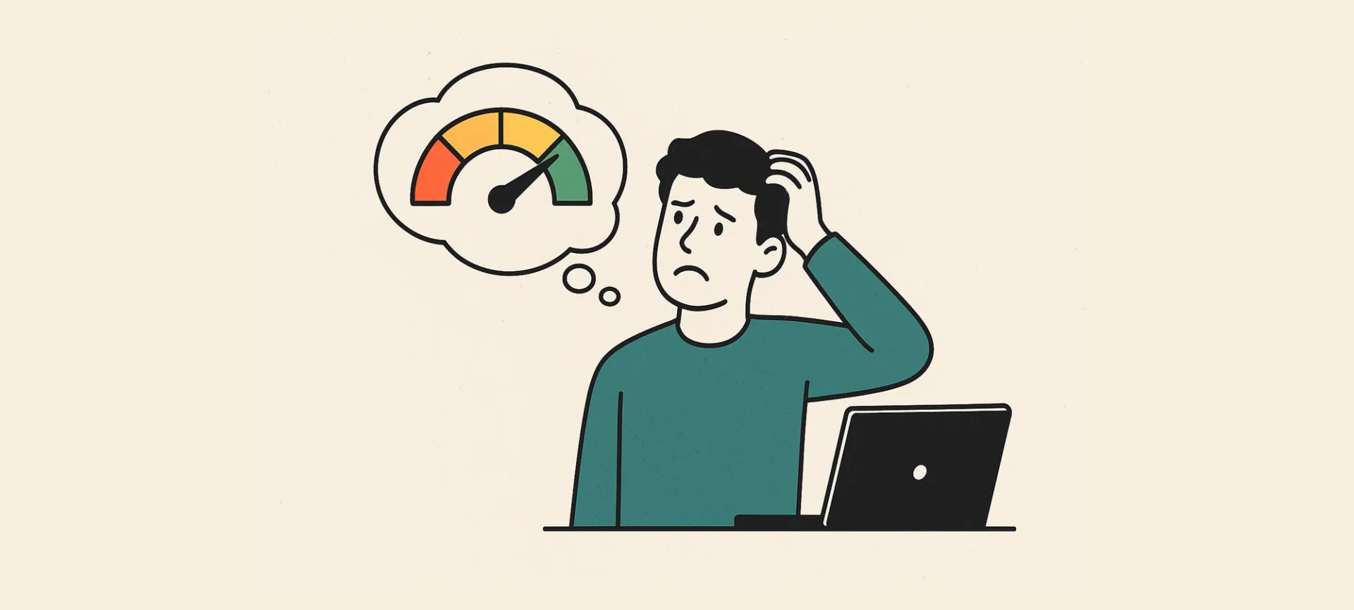 Illustration of a person concerned about website performance
