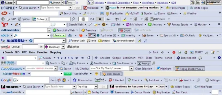 Browser window showing too many extensions