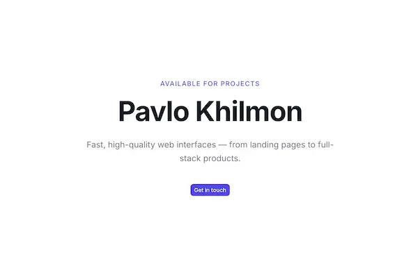 Portfolio landing page screenshot