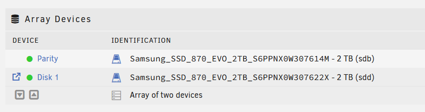  An extremely low power, two disk, single parity array. 
